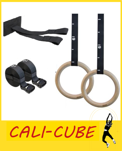 CC-ZK-A6099-Cali-Cube Ninja-Spaß Holzringe 23cm Turnringe Traniningsringe Krafttrainingsringe Calisthenics-Ringe