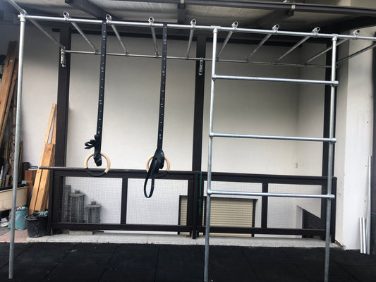 calisthenics, home gym, bodyweight training, functional training, crosstraining, ninja park, parkour, fitnessgerät, fitnessstudio zuhause, Dip Barren, Reckstange, Human Flagstange, Monkey Bar