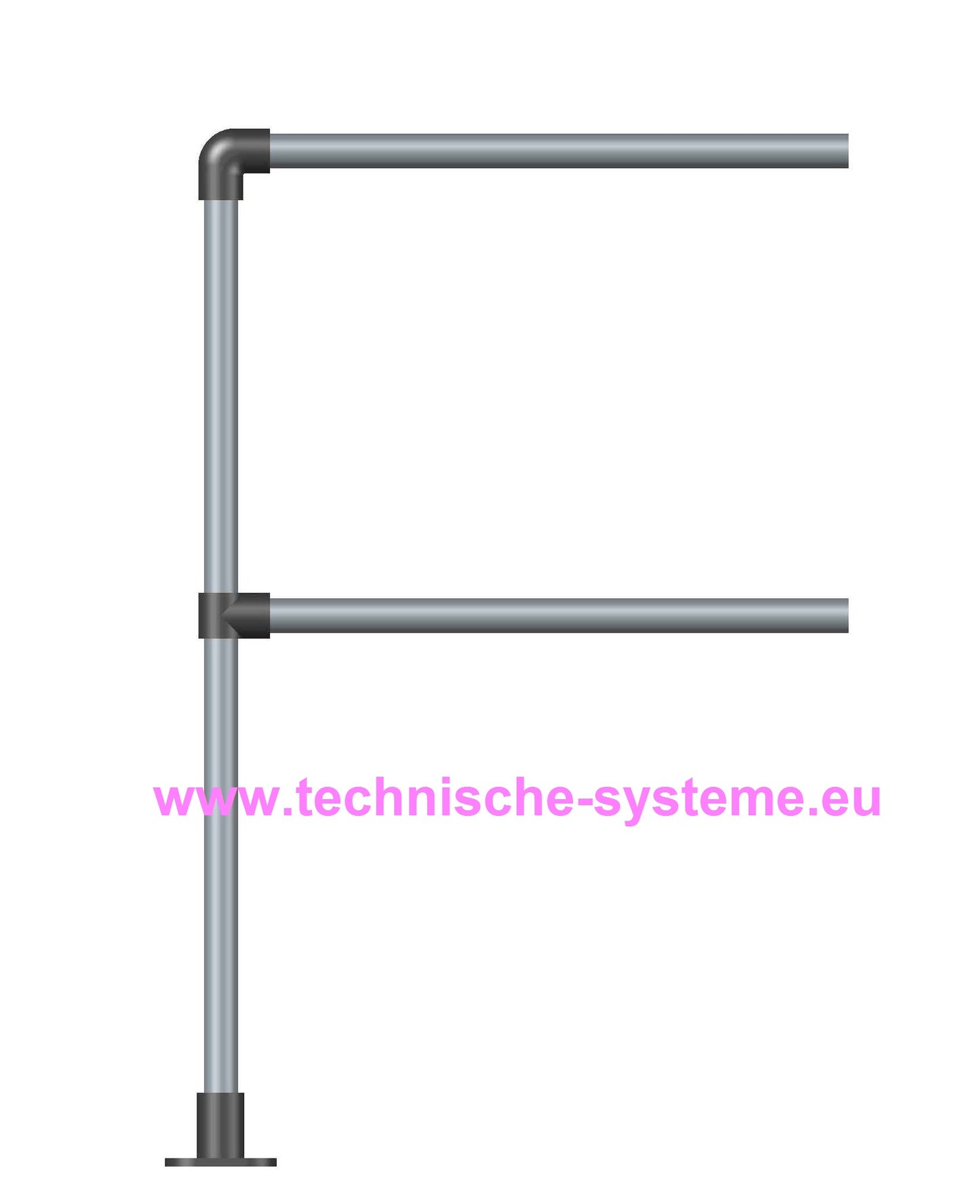 FFHKLIK7 System FixFox Variante Kee Klamp mit Horizontalrohr Basis = Abschluss links kurz mit Verlängerung Rohrdurchmesser 42,4mm