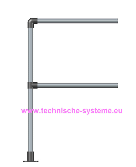 FFHKLIK8 System FixFox Variante Kee Klamp mit Horizontalrohr Basis = Abschluss links kurz mit Verlängerung Rohrdurchmesser 48,3mm