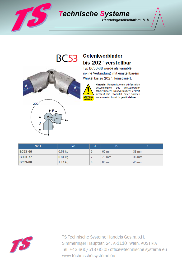 KKBC53-7 Kee Klamp Rohrverbinder Typ BC53 Größe 7 GelenkVerbinder 281° verz. ID 42,4 mm