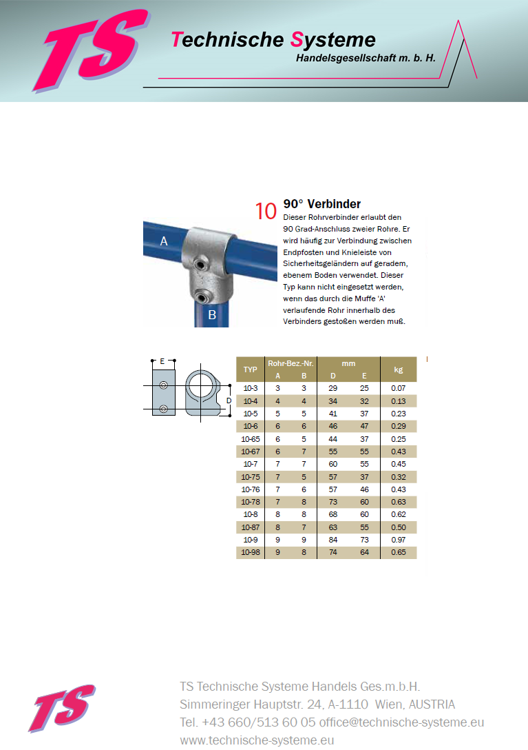 FFHKLIK8 System FixFox Variante Kee Klamp mit Horizontalrohr Basis = Abschluss links kurz mit Verlängerung Rohrdurchmesser 48,3mm