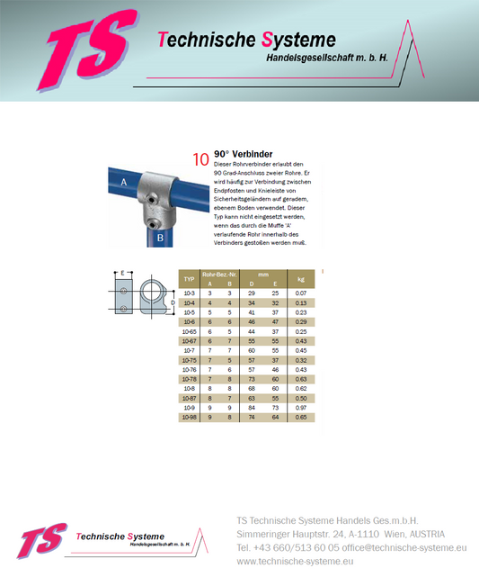 KK10-6 Kee Klamp Rohrverbinder Typ 10 Größe 6 T-Verbinder verzinkt ID 33.7 mm