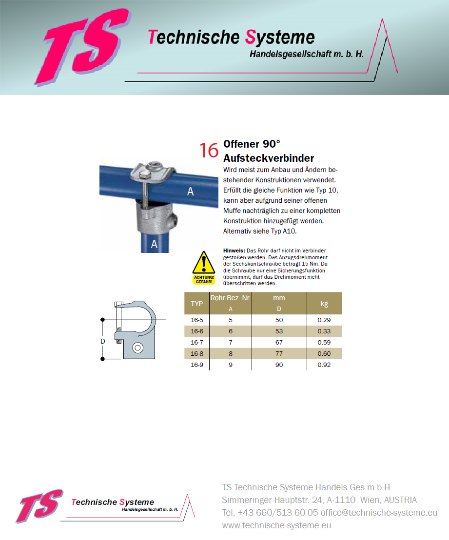 KK16-8 Kee Klamp Rohrverbinder Typ 16 Größe 8 T-Verbinder verzinkt. offen ID 48.3 mm
