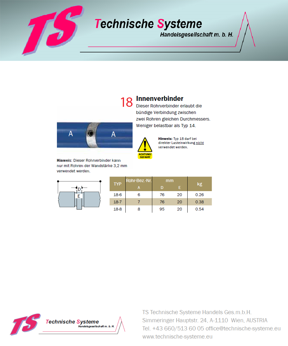 KK18-6 Kee Klamp Rohrverbinder Typ 18 Größe 6 gerade InnenVerbinder verz. AD 33.7mm