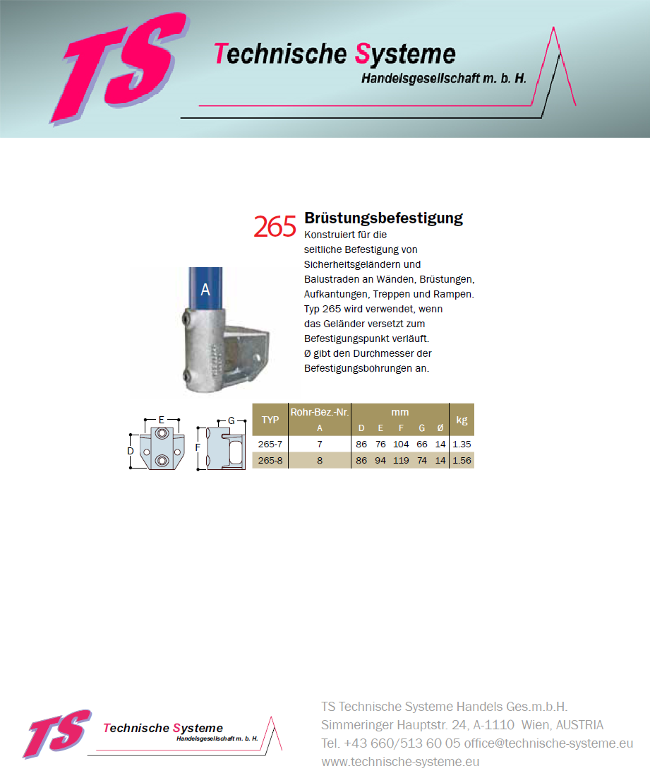 KK265-7 Kee Klamp Rohrverbinder Typ 265 Größe 7 Brüstungsflansch verz. ID 42.4 mm
