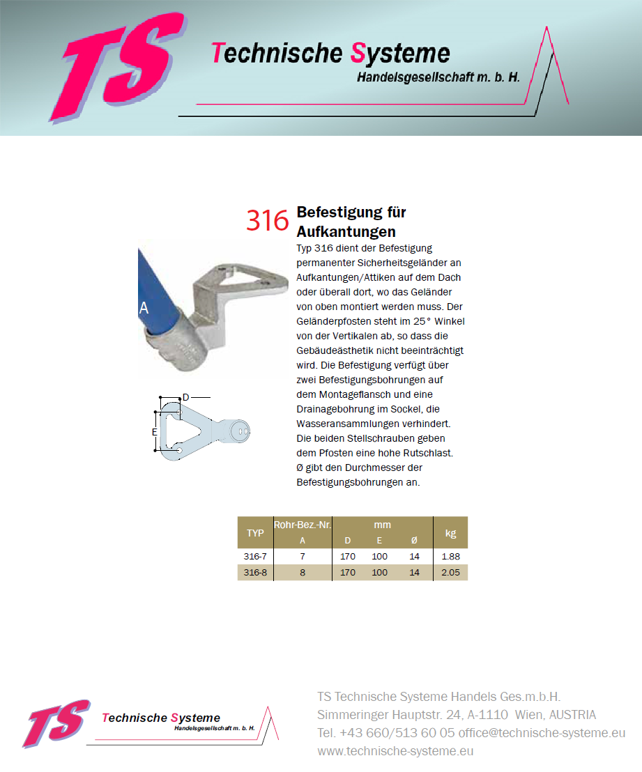 KK316-7 Kee Klamp Rohrverbinder Typ 316 Größe 7 Brüstungsflansch verz. ID 42.4 mm