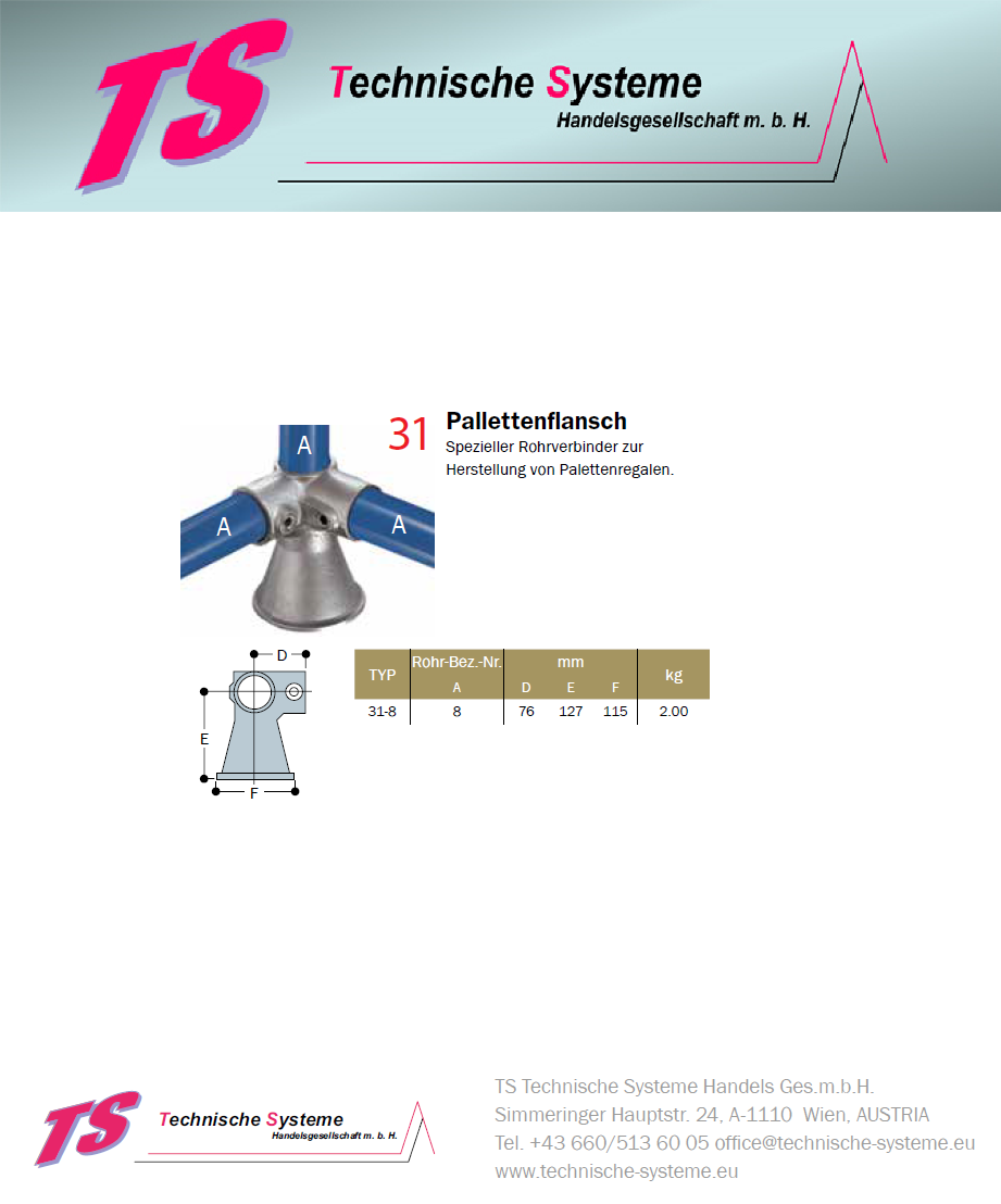 KK31-8 Kee Klamp Rohrverbinder Typ 31 Größe 8 Verbinder F. Paletten verz. ID 48.3mm