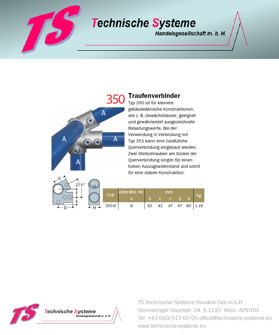 KK350-8 Kee Klamp Rohrverbinder Typ 350 Größe 8 Traufenverbinder verz. ID 48.3 mm