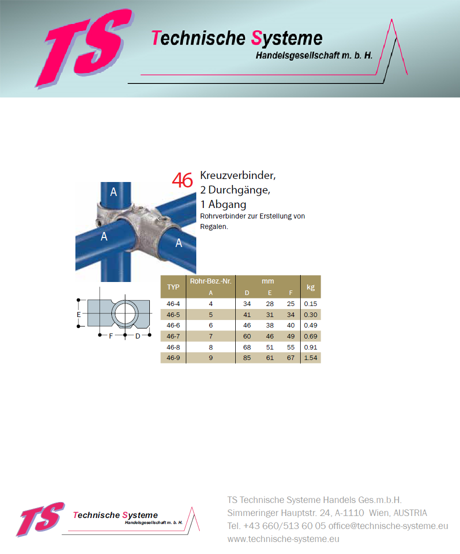 KK46-8 Kee Klamp Rohrverbinder Typ 46 Größe 8 KreuzVerbinder verzinkt ID 48.3mm
