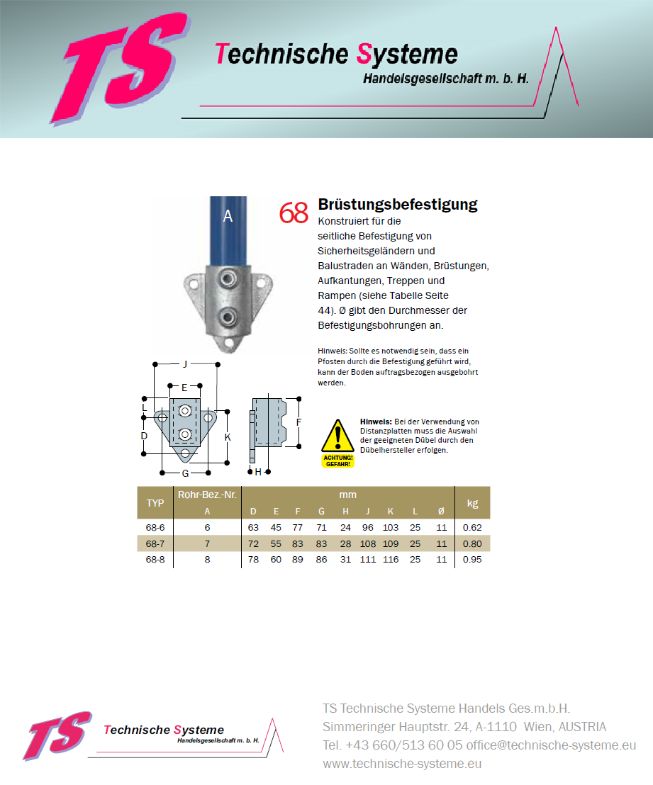 KK68-7 Kee Klamp Rohrverbinder Typ 68 Größe 7 Brüstungsflansch verz. ID 42.4mm