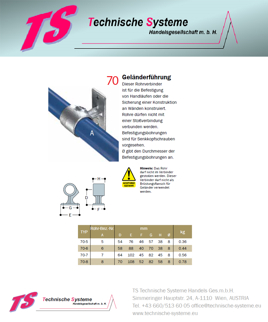 KK70-6 Kee Klamp Rohrverbinder Typ 70 Größe 6 Geländerführung verzinkt ID 33.7mm