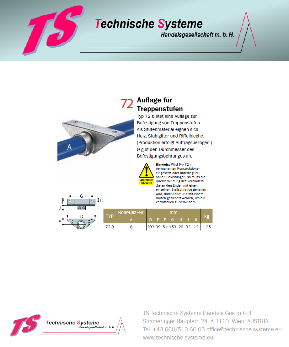 KK72-8 Kee Klamp Rohrverbinder Typ 72 Größe 8 TreppenVerbinder verzinkt ID 48.3mm