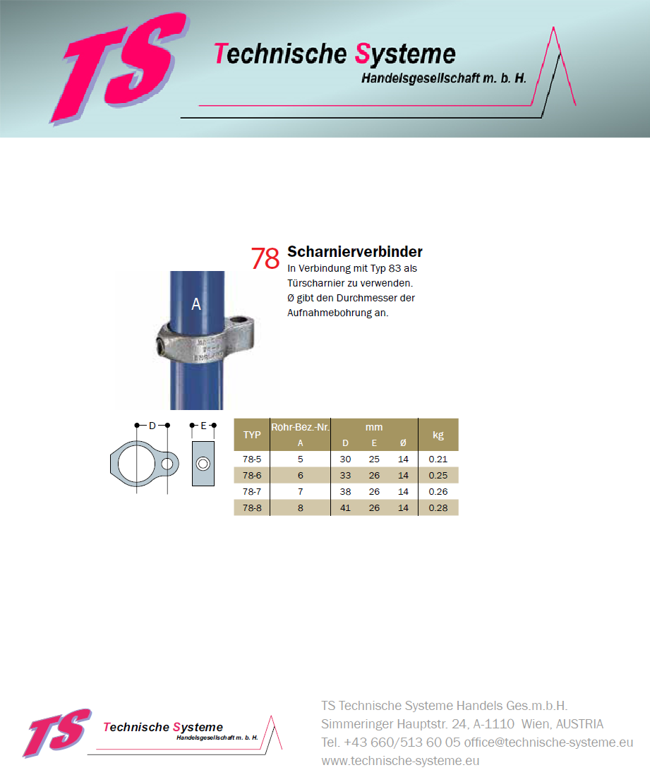 KK78-7 Kee Klamp Rohrverbinder Typ 78 Größe 7 TorVerbinder Female. verz. ID 42.4 mm