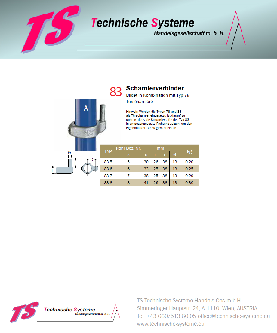 KK83-6 Kee Klamp Rohrverbinder Typ 83 Größe 6 TorVerbinder Male. verzinkt ID 33.7 mm