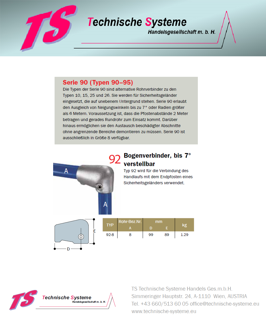 KK92-8 Kee Klamp Rohrverbinder Typ 92 Größe 8 Bogen bis 7° verzinkt ID 48.3mm