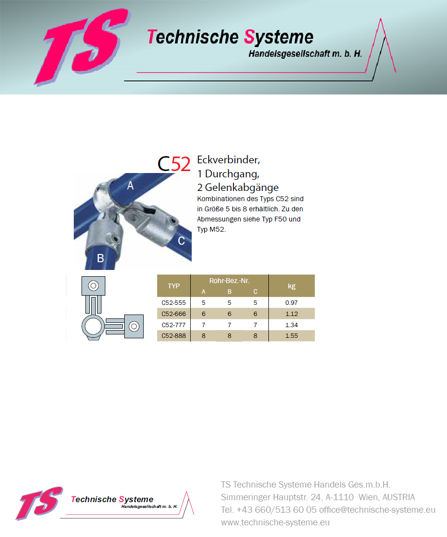 KKC52-7 Kee Klamp Rohrverbinder Typ C52 Größe 7 SchwenkVerbinder verzinkt ID 42.4mm
