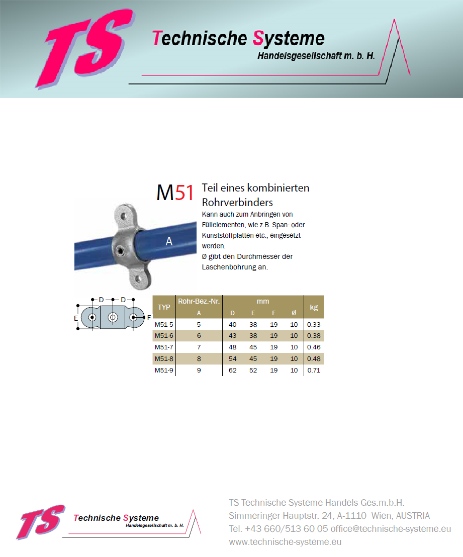 KKM51-6 Kee Klamp Rohrverbinder Typ M51 Größe 6 Verbinder Male verzinkt ID 33.7 mm