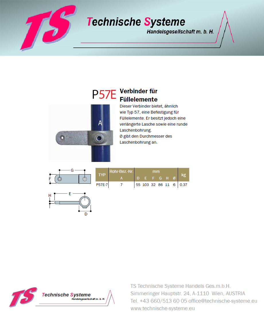 KKP57E-7 Kee Klamp Rohrverbinder Typ P57E Größe 7        Verbinder f.Füllelemente verz.ID 42.4 mm