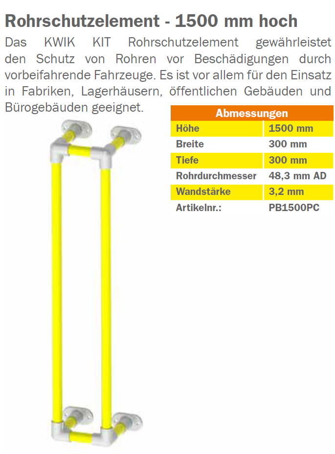 KGKWPB1000PC Schutzgeländer-System Rohrschutzelement