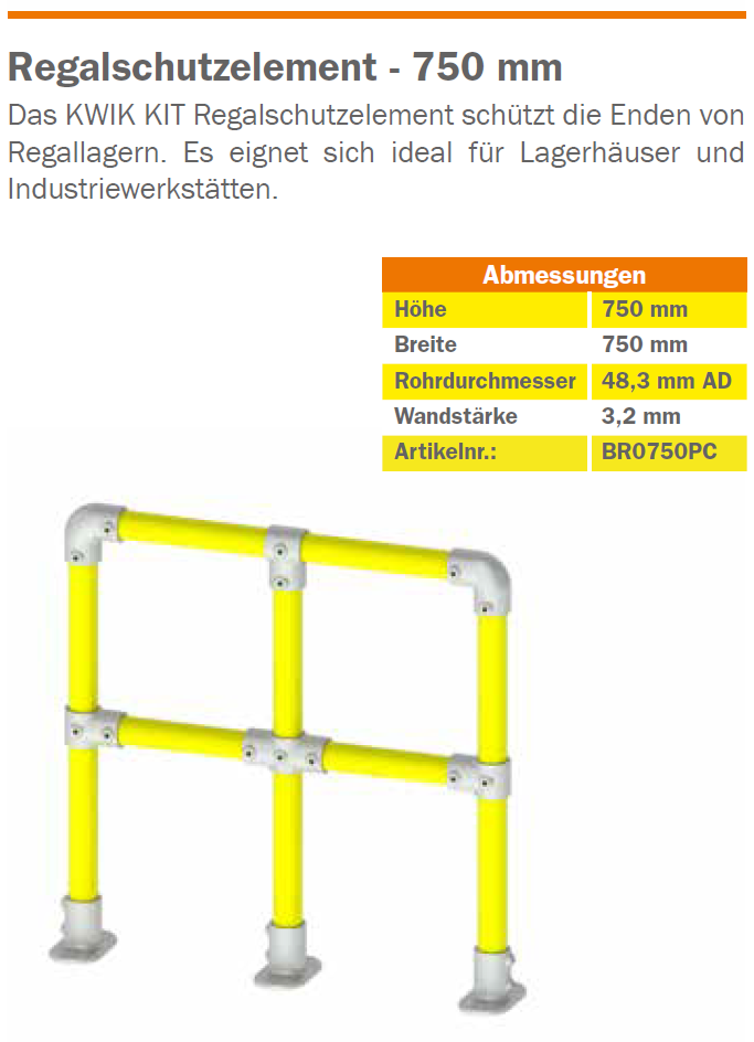 KGKWBR0750PC Schutzgeländer-System Regalschutzelement