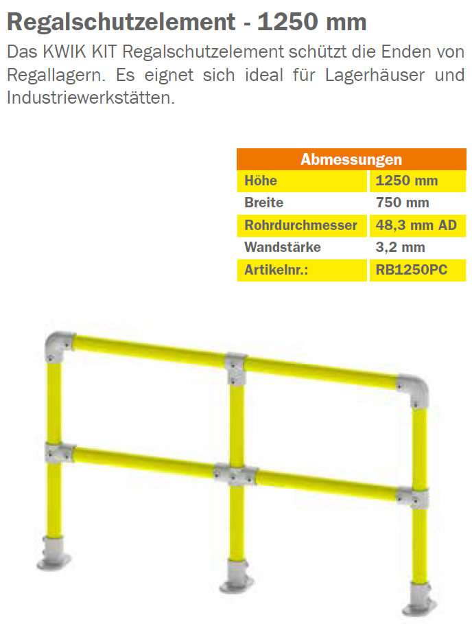 KGKWBR0750PC Schutzgeländer-System Regalschutzelement