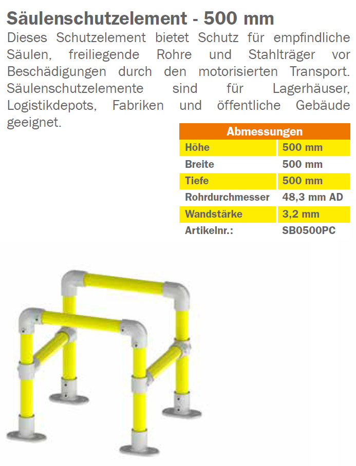KGKWSB0500PC Schutzgeländer-System Säulenschutzelement