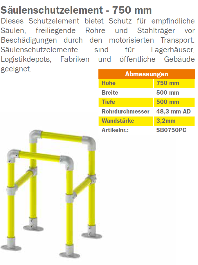 KGKWSB0500PC Schutzgeländer-System Säulenschutzelement