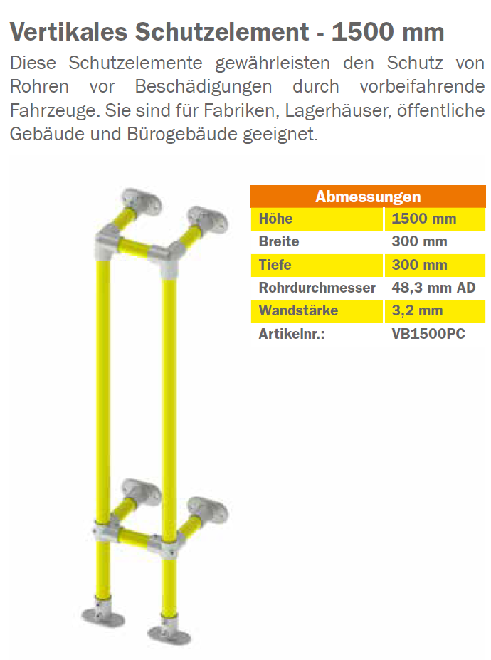 KGKWVB1000PC Schutzgeländer-System Rohrschutzelement mit Bodenflansch