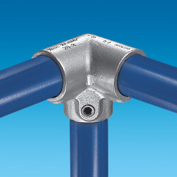 FFHKECKRE7 System FixFox Variante Kee Klamp mit Horizontalrohr Ecke mit rechter Verlängerung Rohrdurchmesser 42,4mm