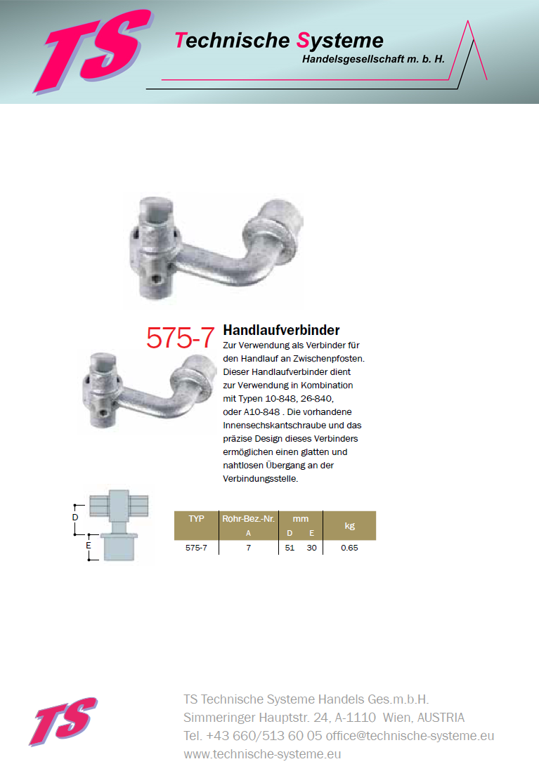 KK575-7 Kee Klamp Rohrverbinder Typ 575 Größe 7        Handlauf-Verbinder ID 42.4mm