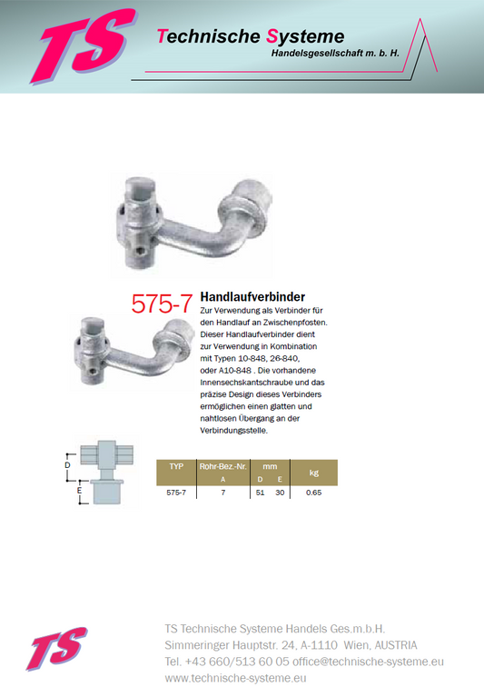 KK575-7 Kee Klamp Rohrverbinder Typ 575 Größe 7        Handlauf-Verbinder ID 42.4mm