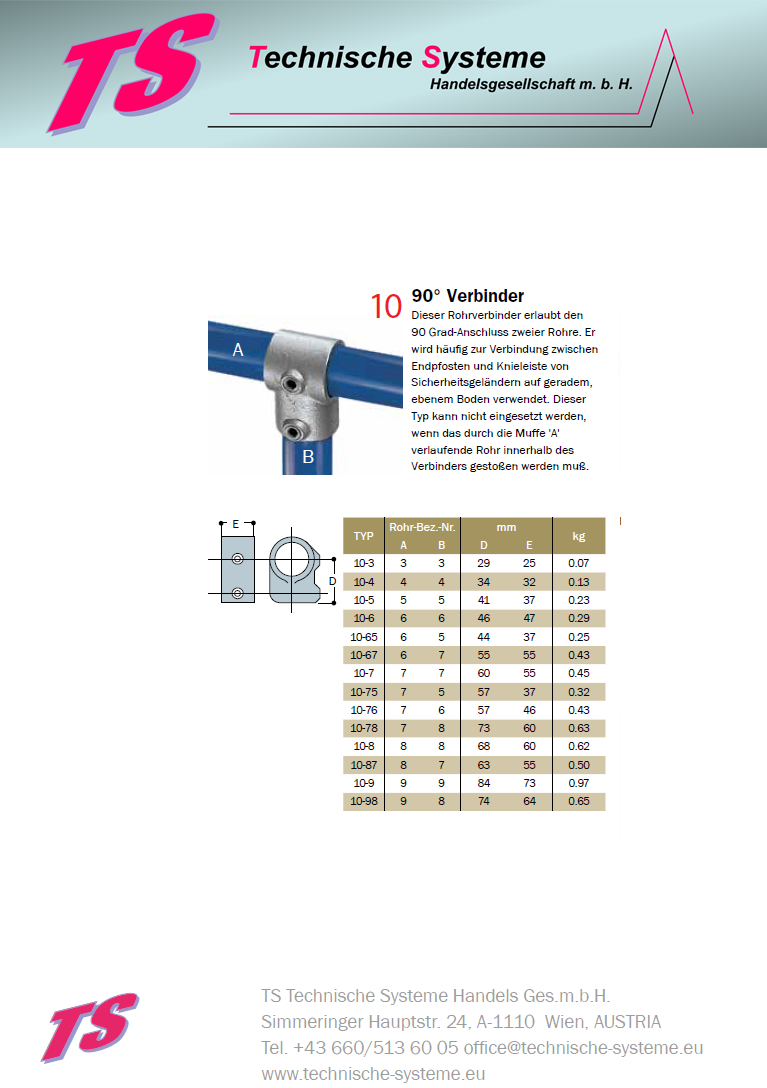 FFHKLIK8	System FixFox Variante Kee Klamp mit Horizontalrohr Basis = Abschluss links kurz mit Verlängerung Rohrdurchmesser 48,3mm