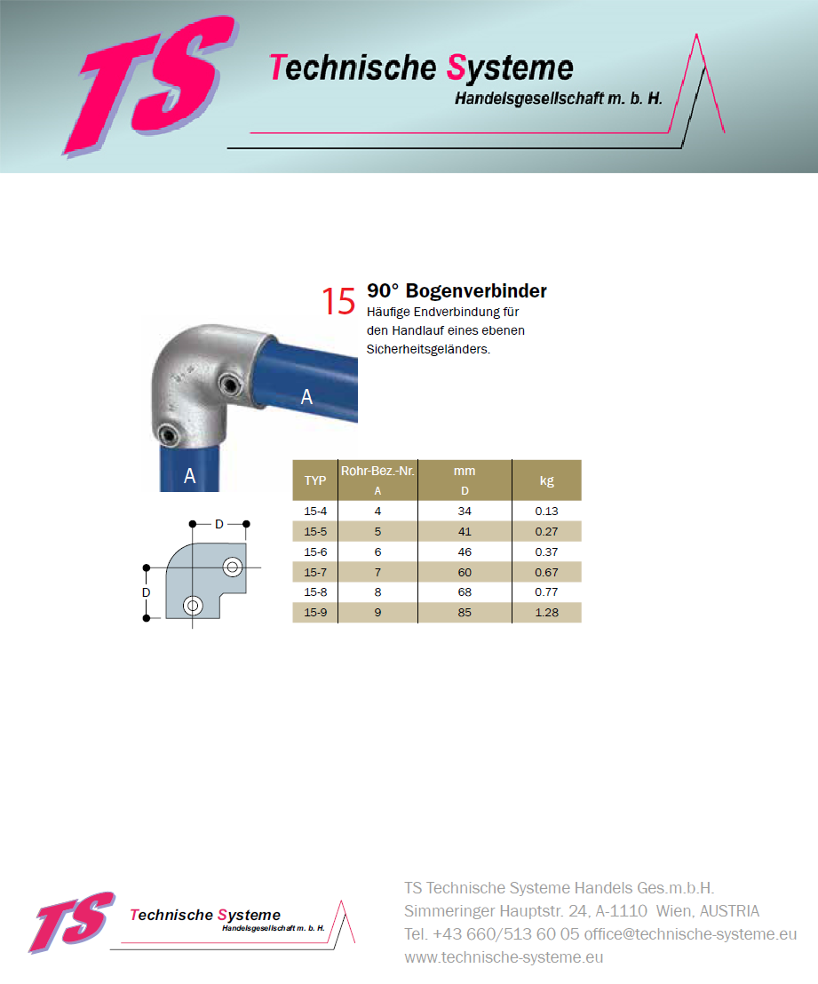 FFHKLI8	System FixFox Variante Kee Klamp mit Horizontalrohr Basis = Abschluss links mit Verlängerung Rohrdurchmesser 48,3mm