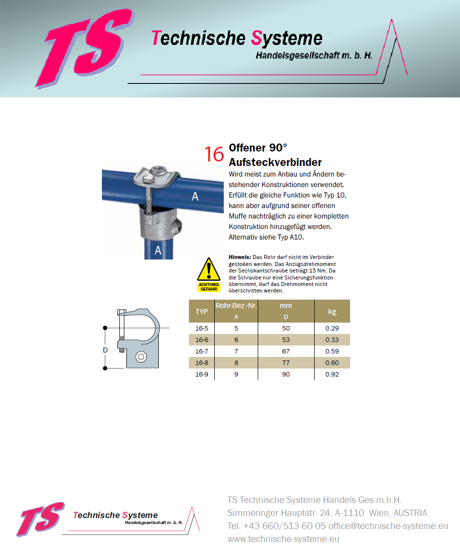 KK16-7 Kee Klamp Rohrverbinder Typ 16 Größe 7        T-Verbinder  verzinkt. offen ID 42.4 mm