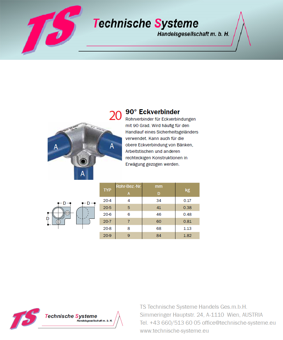 FFOKECK8	System FixFox Variante Kee Klamp Ecke Rohrdurchmesser 48,3mm