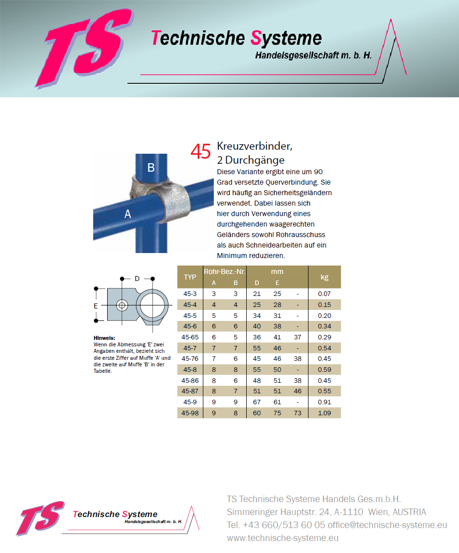 KK45-9 Kee Klamp Rohrverbinder Typ 45 Größe 9        KreuzVerbinder  verzinkt ID 60.3mm
