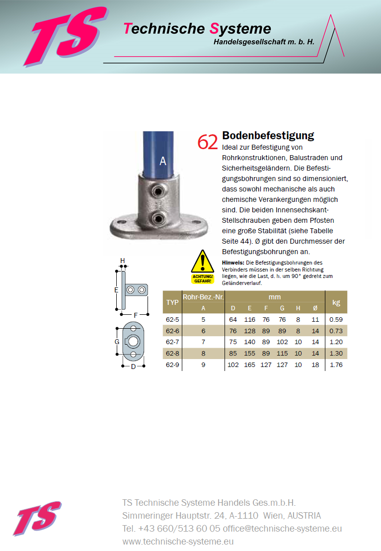 FFOKLIK8 System FixFox Variante Kee Klamp ohne Horizontalrohr Basis = Abschluss links kurz Rohrdurchmesser 48,3mm