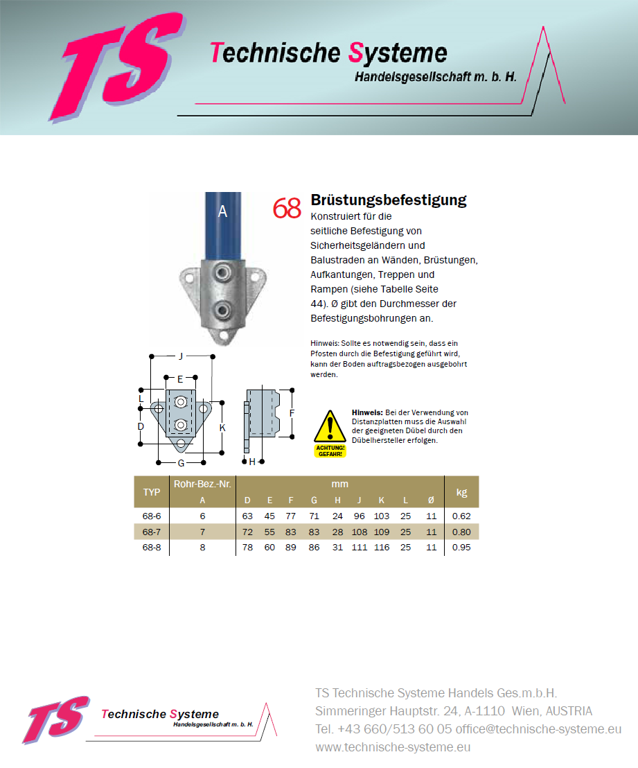 KK68-7 Kee Klamp Rohrverbinder Typ 68 Größe 7        Brüstungsflansch verz. ID 42.4mm