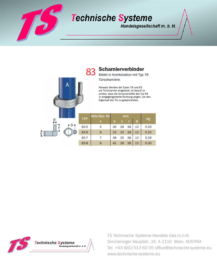 KK83-8 Kee Klamp Rohrverbinder Typ 83 Größe 8        TorVerbinder  Male. verzinkt ID 48.3 mm