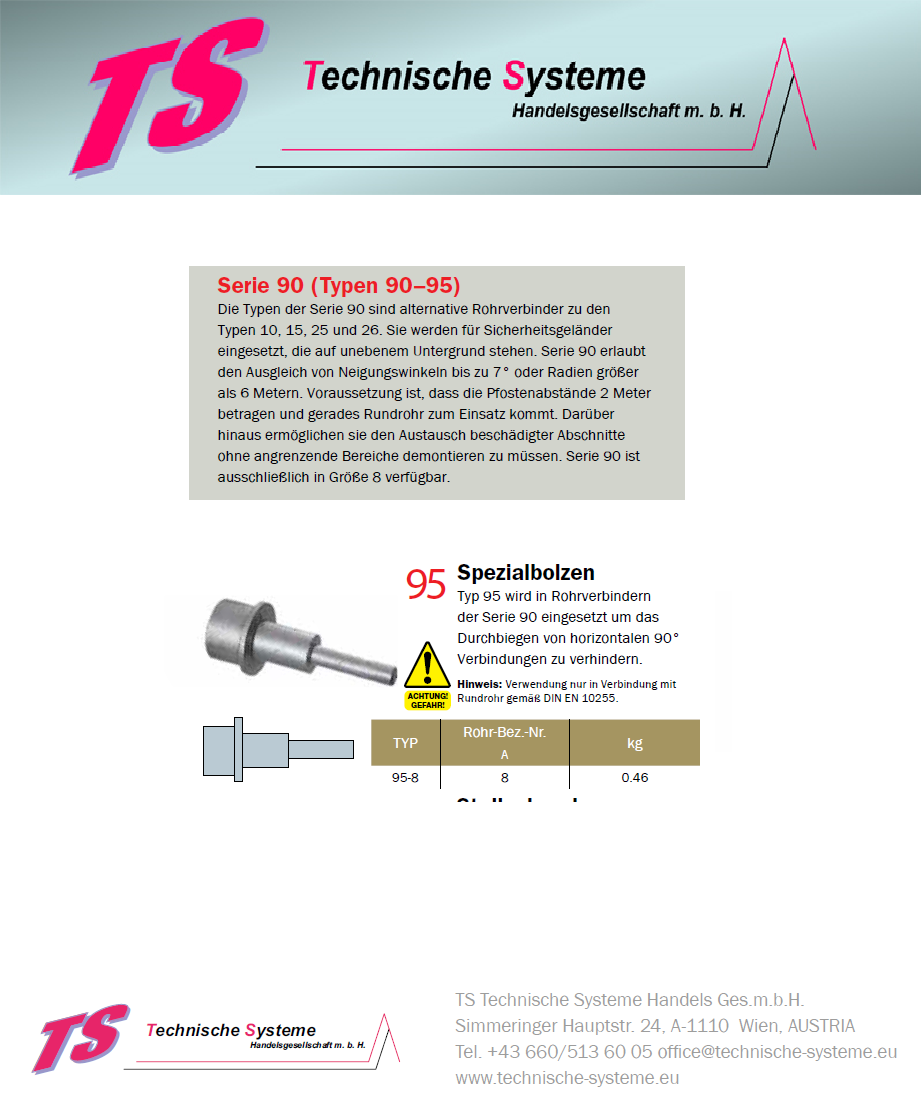 KK95-8 Kee Klamp Rohrverbinder Typ 95 Größe 8        Spezialbolzen für Serie 90