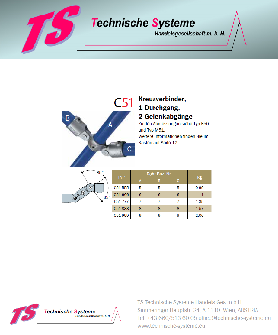 KKC51-7 Kee Klamp Rohrverbinder Typ C51 Größe 7        SchwenkVerbinder  verzinkt ID 42.4mm