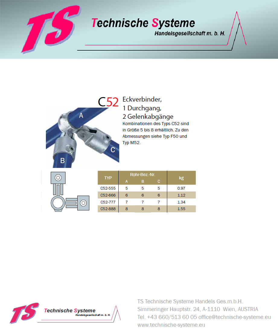 KKC52-7 Kee Klamp Rohrverbinder Typ C52 Größe 7        SchwenkVerbinder  verzinkt ID 42.4mm