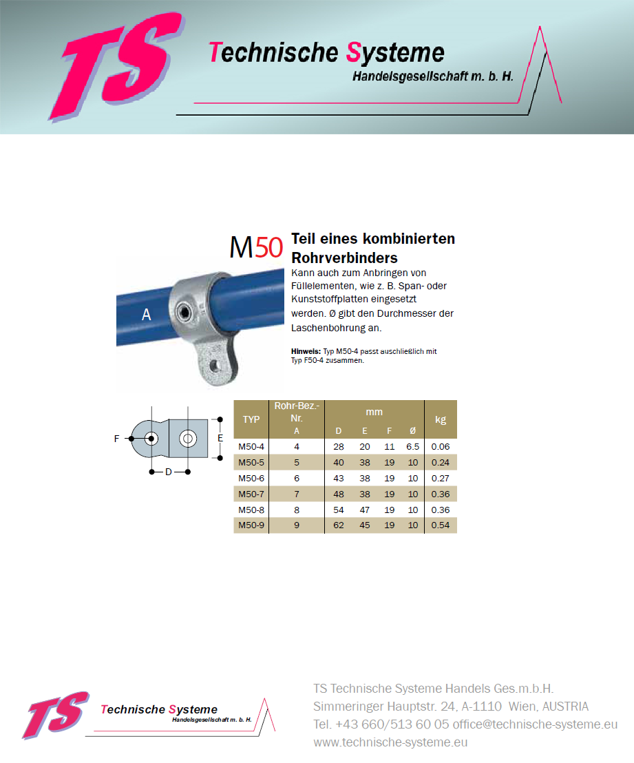 KKM50-4 Kee Klamp Rohrverbinder Typ M50 Größe 4        Verbinder  Male verzinkt ID 21.3 mm