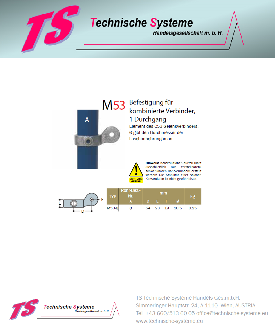 KKM53-8 Kee Klamp Rohrverbinder Typ M53 Größe 8        Befestigung variabel ID 48.3 mm