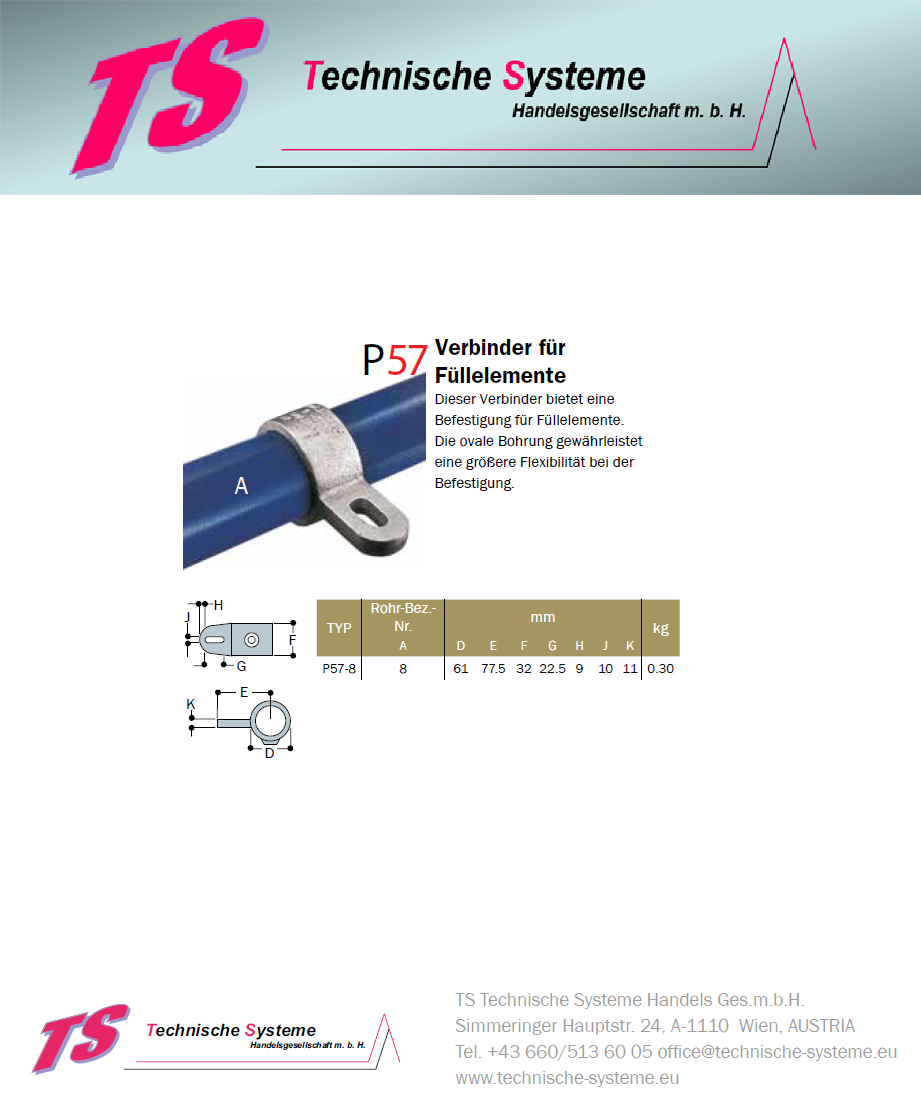 KKP57-8 Kee Klamp Rohrverbinder Typ P57 Größe 8        Verbinder f.Füllelemente verz.ID 48.3 mm