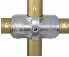 KL26-6  Kee Lite Rohrverbinder Typ 26 Größe 6        Kreuz-Verbinder aus Aluminium ID 33,7 mm