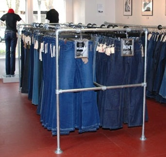 M-WR005200 Möbel Regalsystem Hängeware Mittelständer Denim-Style Textil Typ 005 L 200cm /B 100cm/H 150cm