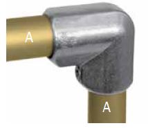 KL15-7  Kee Lite Rohrverbinder Typ 15 Größe 7        Bogen 90° aus Aluminium ID 42,4 mm